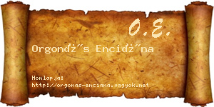 Orgonás Enciána névjegykártya